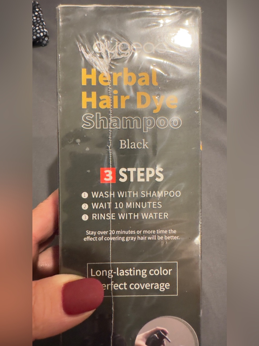 AUGEAS 500ML Black Permanent Hair Color Shampoo, 3 IN 1